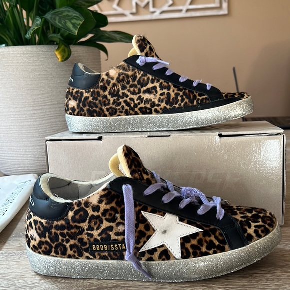 Golden Goose Leopard-Pattern Pony Hair & Leather Sneakers EU 39 US 9 - Picture 6 of 13